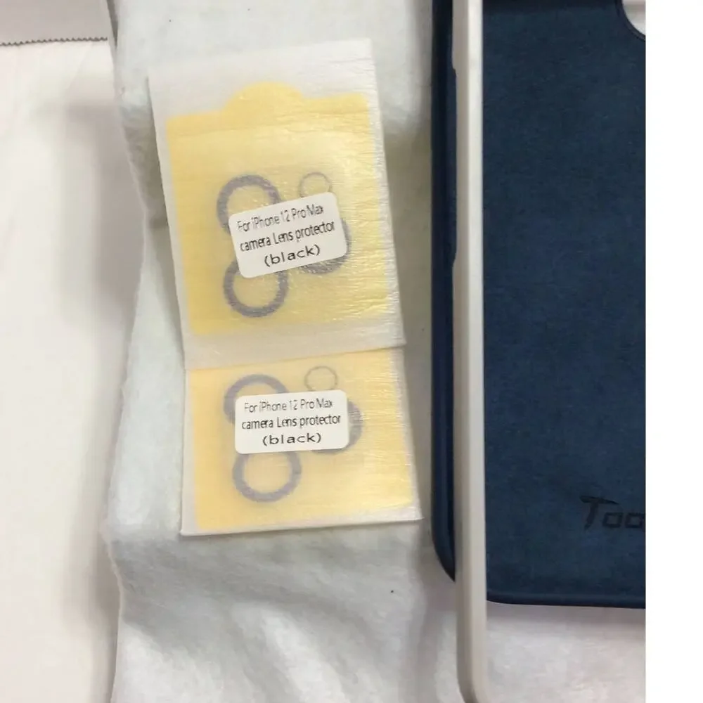 5 In 1 TOCOL Gold Bundle iPhone 12 ProMax Case Blue 2 Screen &Lens Protector New